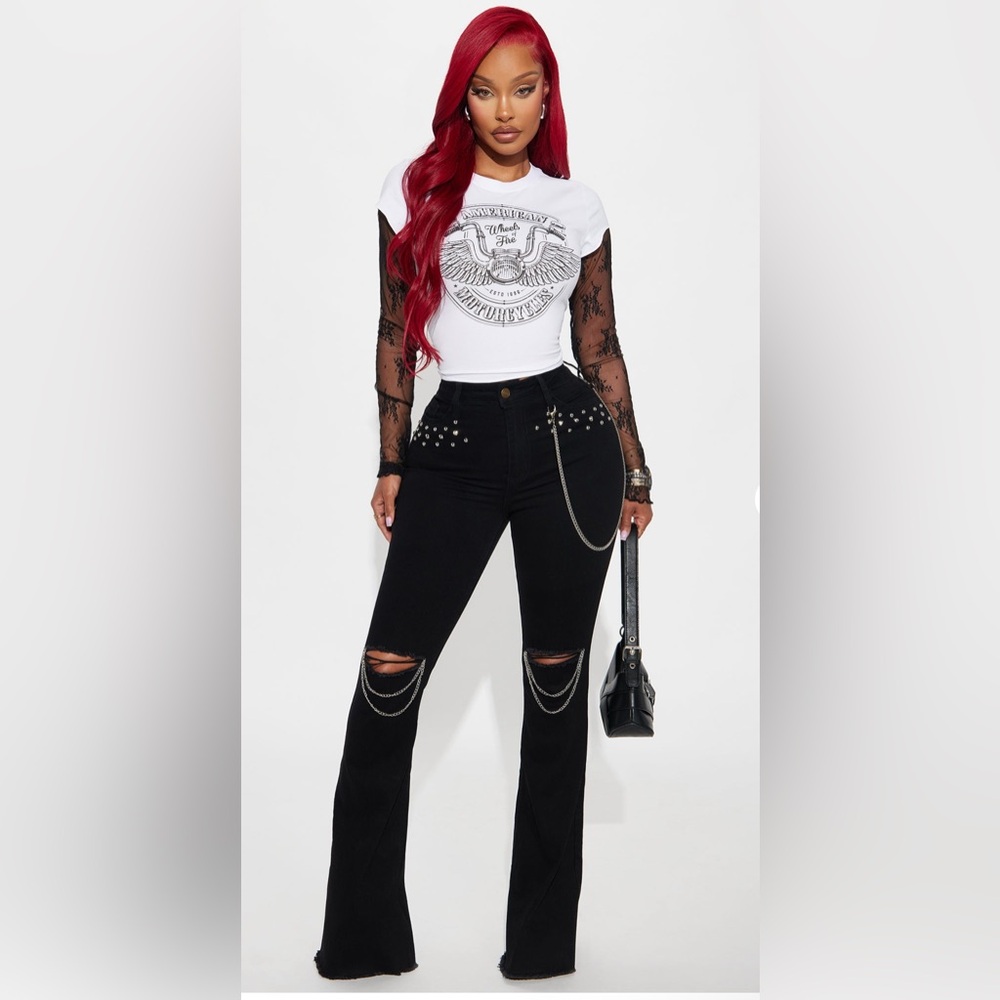 Fashion Nova Black High Rise Jeans with Edgy Details. Tall Girl Friendly